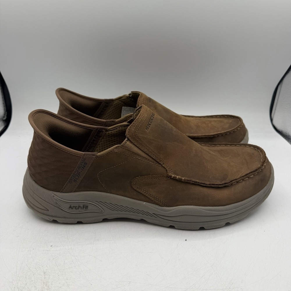Skechers Arch Fit Motley Milo Shoes Mens Sz 13 Brown Slip Ins Sneakers 205204